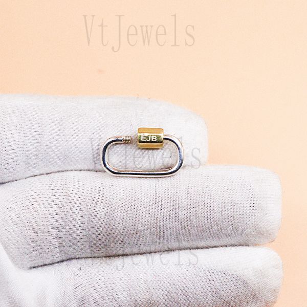 One Pcs Sterling Silver Oval Carabiner Lock Set - Image 4