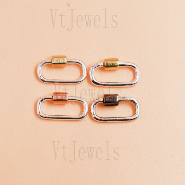 One Pcs Sterling Silver Oval Carabiner Lock Set