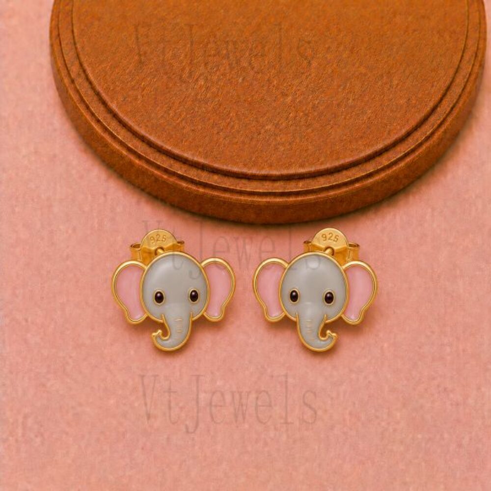 925 Sterling Silver Elephant Stud Earring