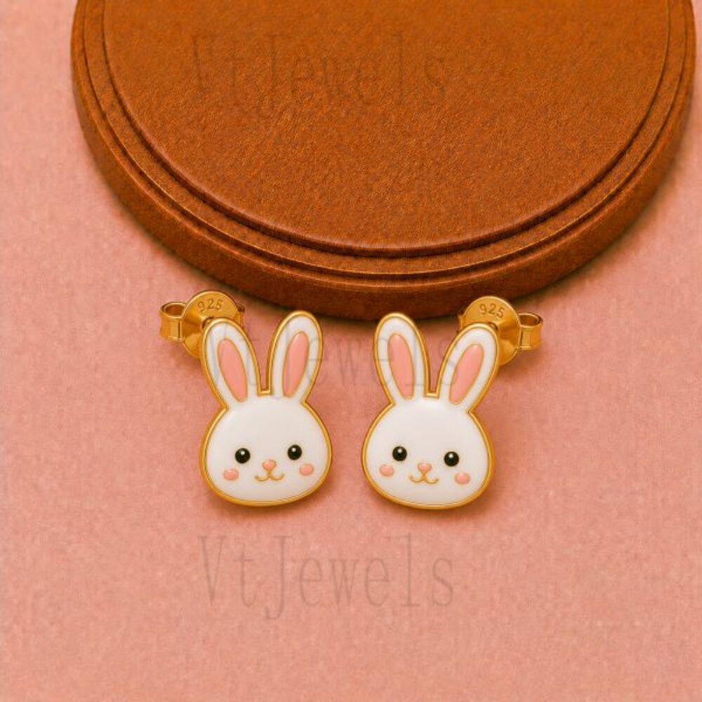 925 Sterling Silver Bunny Stud Earring