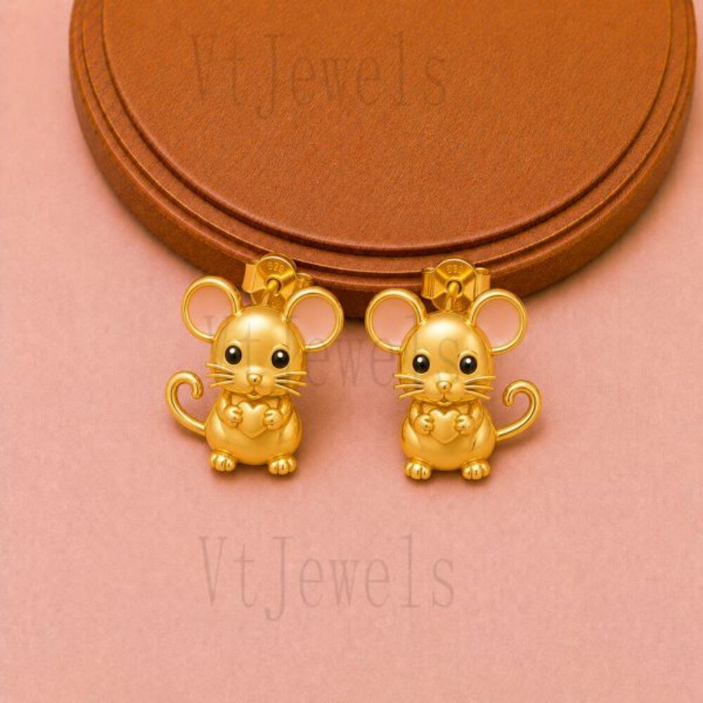 925 Sterling Silver Mouse Stud Earring