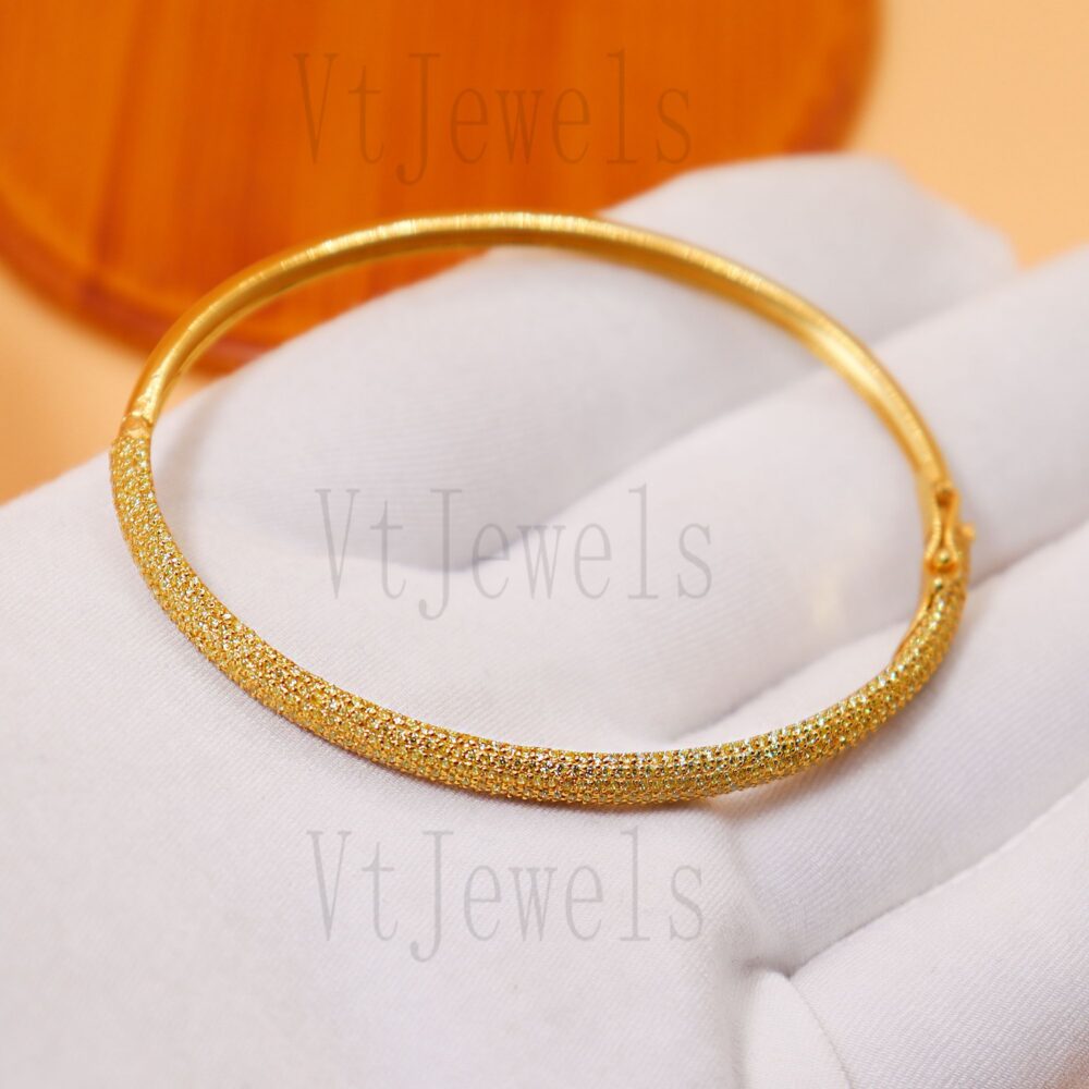925 Sterling Silver Gold Plated Frosted Bracelet