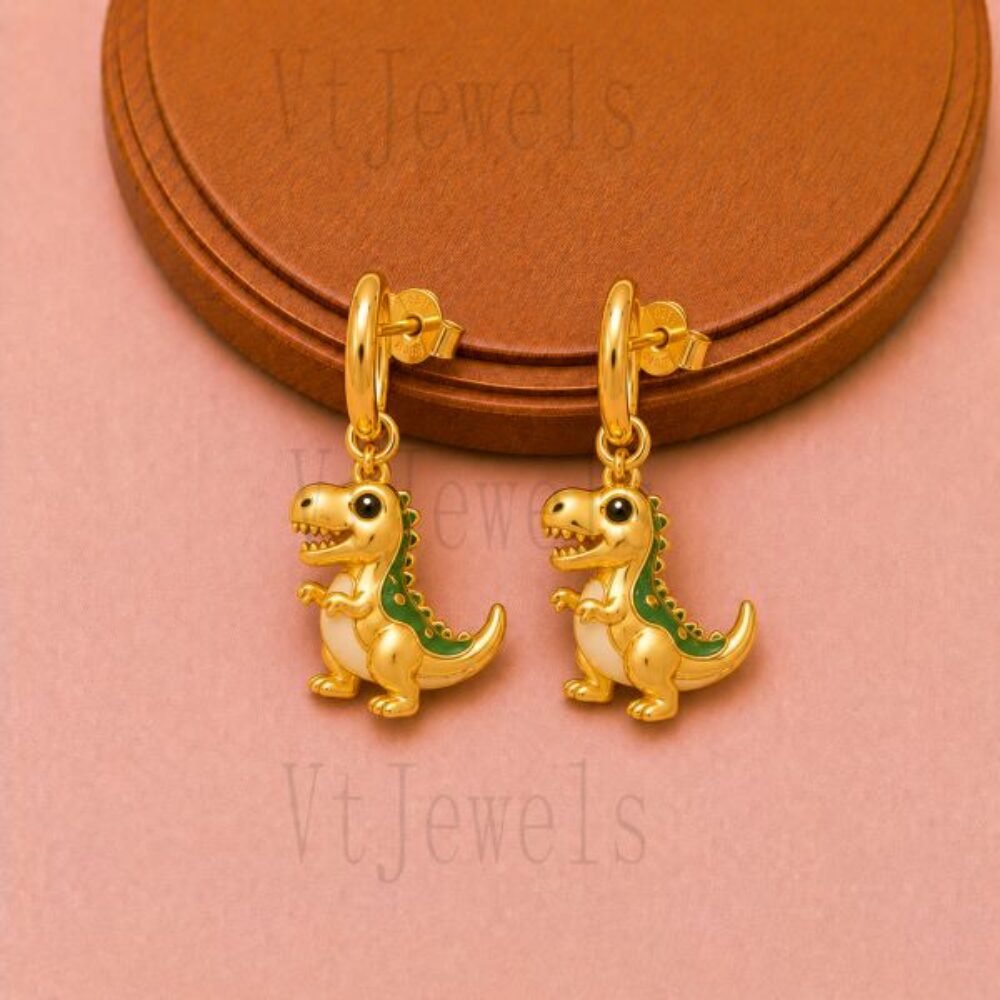 925 Sterling Silver T-Rex Dinosaur Drop Earring