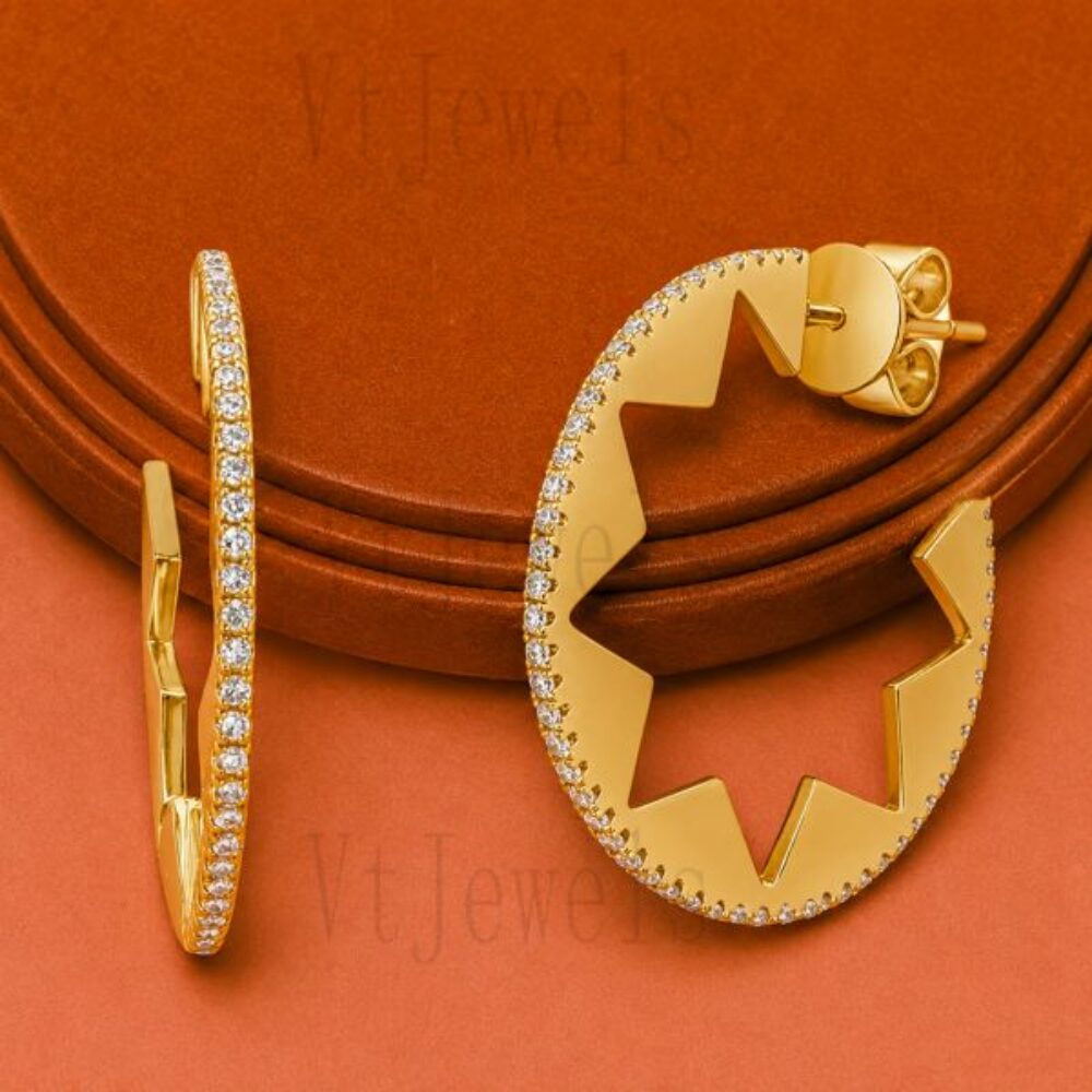 925 Sterling Silver Star Hoop Earrings