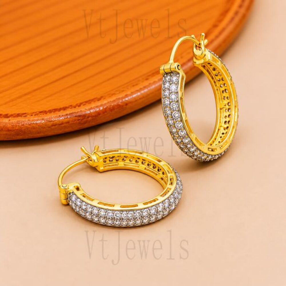 925 Sterling Silver Double Row Huggie Hoop Earrings