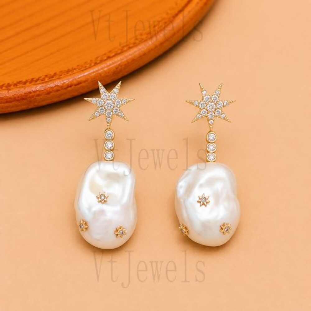 925 Sterling Silver Baroque Pearl Drop Earring
