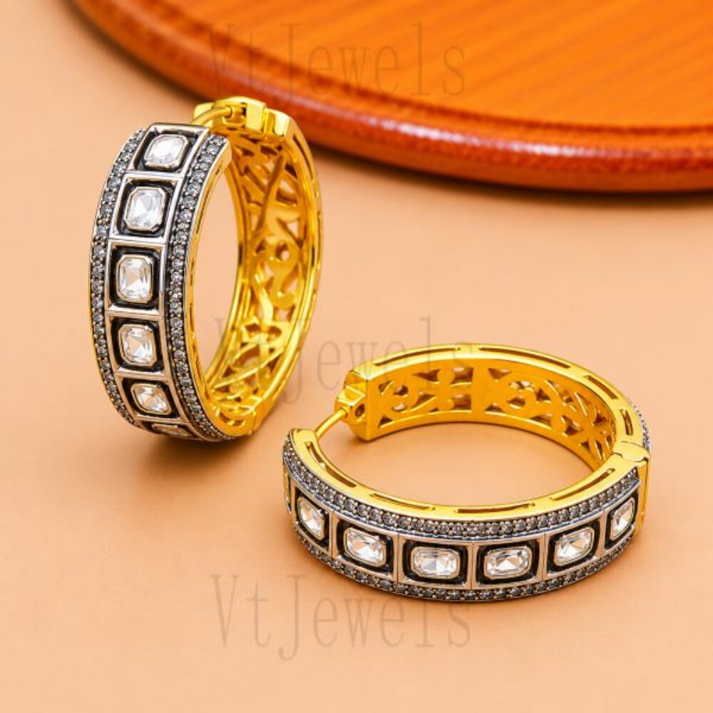 925 Sterling Silver Vintage Huggie Hoop Earrings