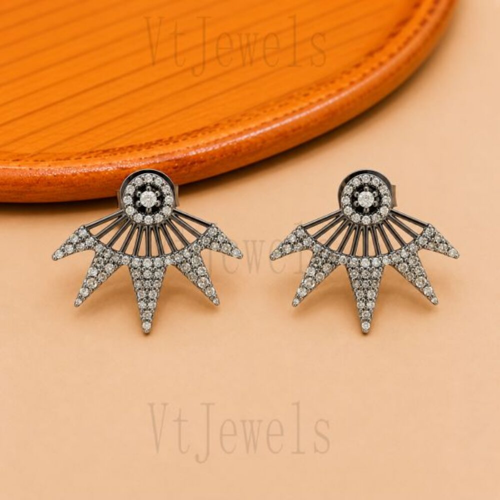 925 Sterling Silver Sunburst Stud Earrings