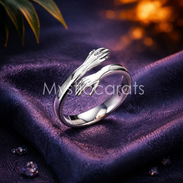 925 Sterling Silver Hugging Hands Ring - Image 3