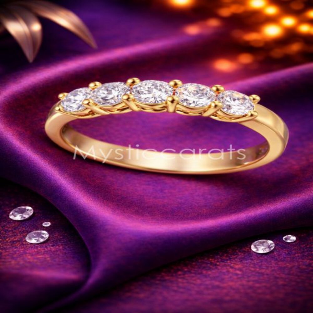 Gold-Plated 925 Sterling Silver 5-Stone Ring