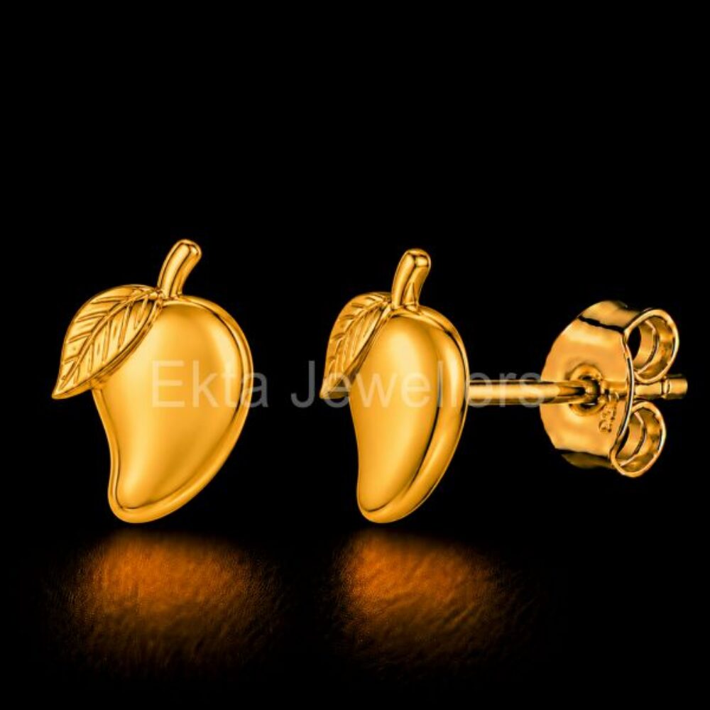 925 Sterling Silver Gold-Plated Mango Stud Earrings