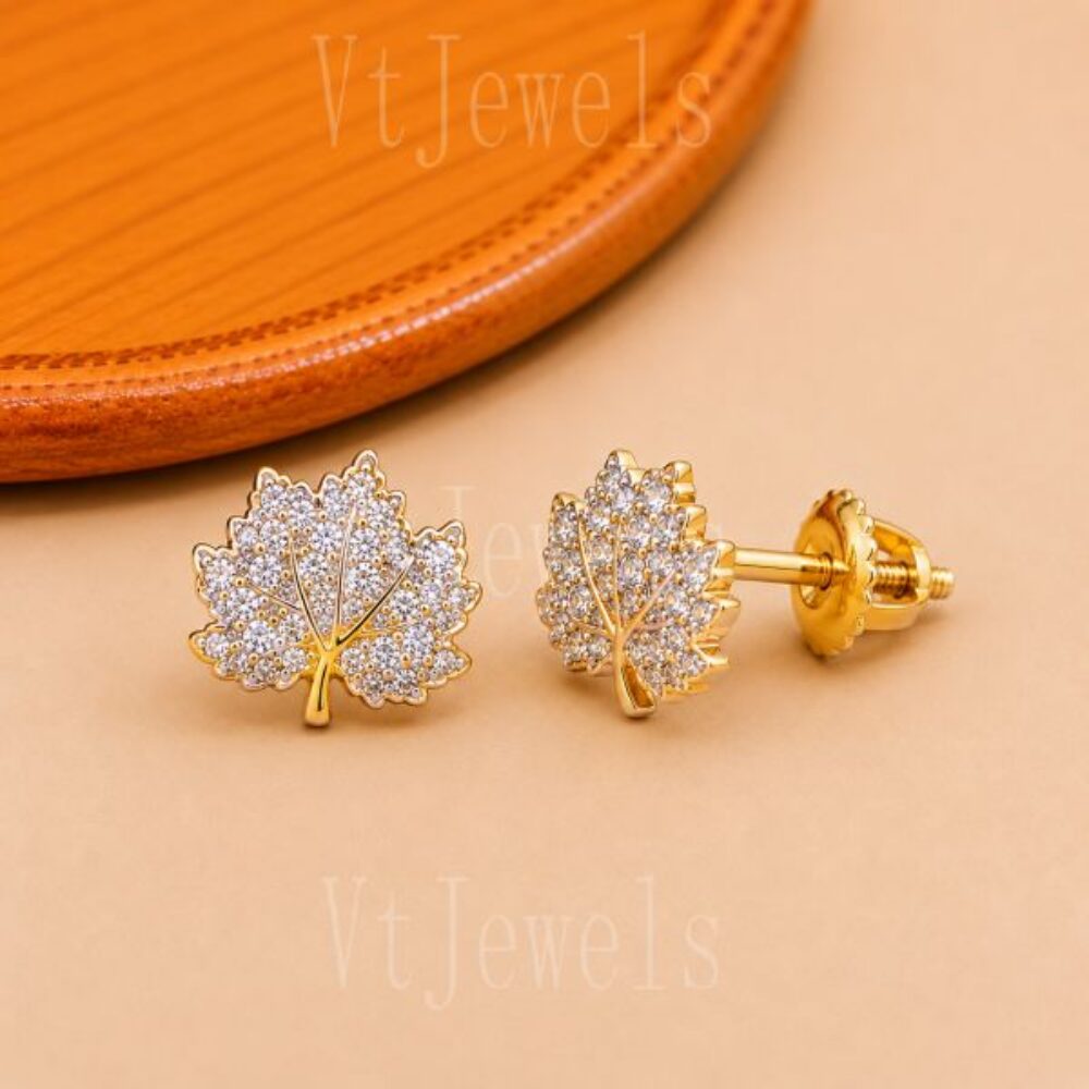925 Sterling Silver Diamond Tree Stud Earrings
