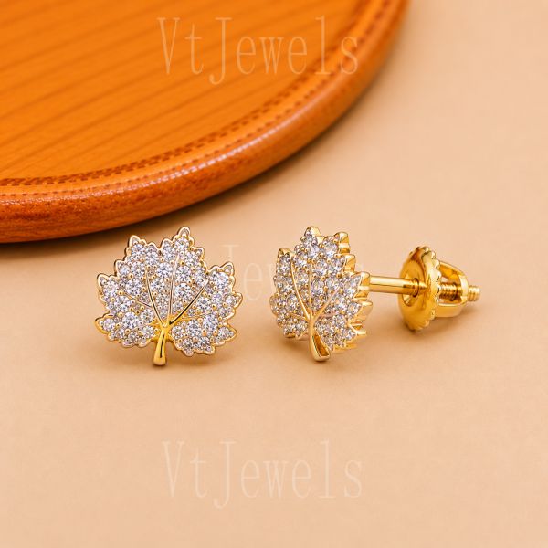 925 Sterling Silver Diamond Tree Stud Earrings