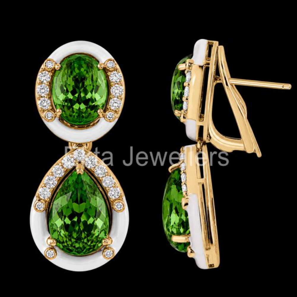 925 Sterling Silver Green Peridot Drop Earrings