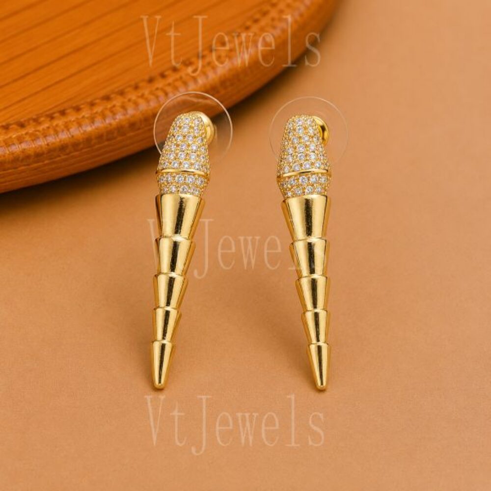 925 Sterling Silver Gold Spike Drop Earrings