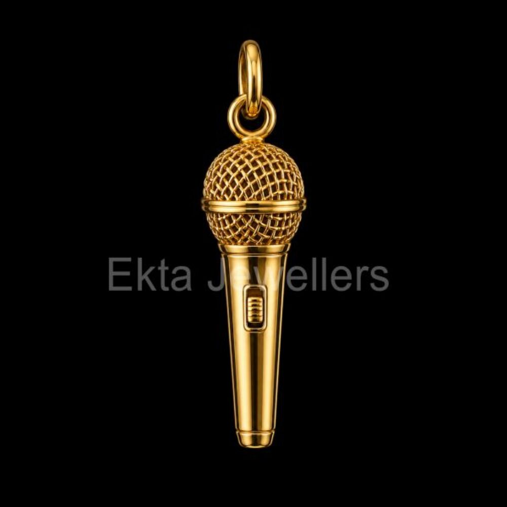 925 Sterling Silver Gold-Plated Microphone Charm Pendant
