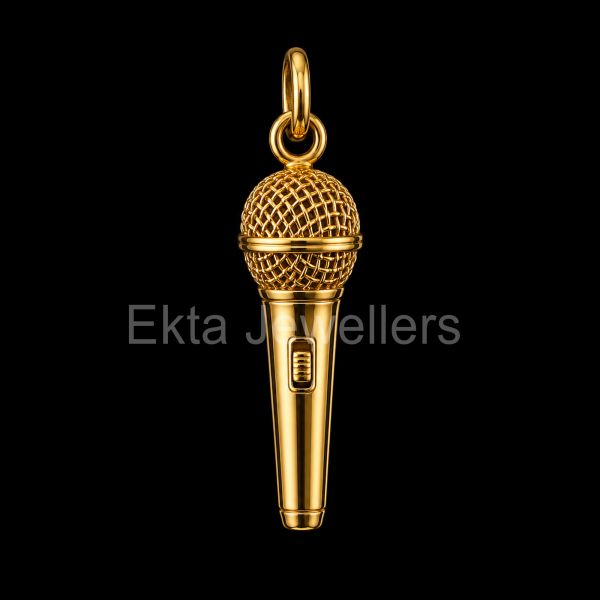 925 Sterling Silver Gold-Plated Microphone Charm Pendant