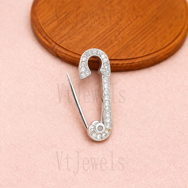 925 Sterling Silver Micro Pave diamond Safety Pin Finding