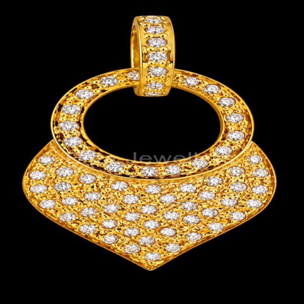 925 Sterling Silver Pave diamond Heart Pendant, Gold Plated Circle Charm