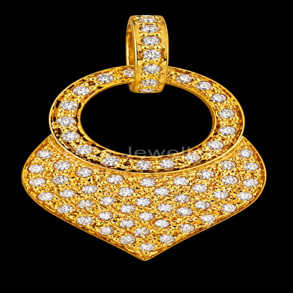 925 Sterling Silver Pave diamond Heart Pendant, Gold Plated Circle Charm