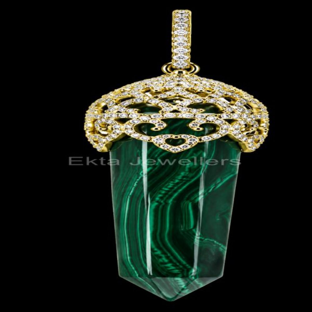 925 Sterling Silver Malachite Point Pendant