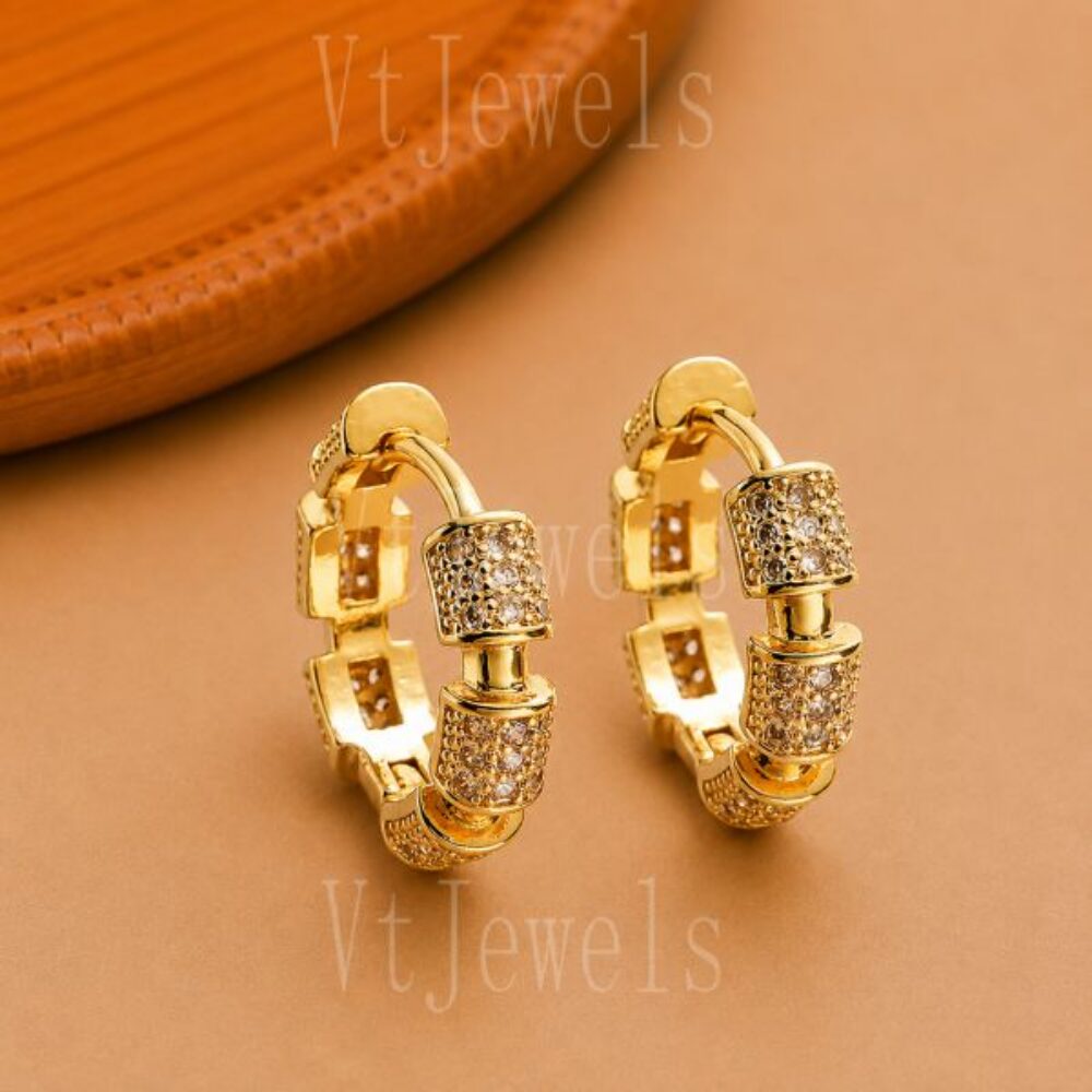 925 Sterling Silver Gold Chain Link Hoop Earrings