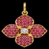 925 Sterling Silver Flower Pendant, Gold Plated Ruby Floral Charm