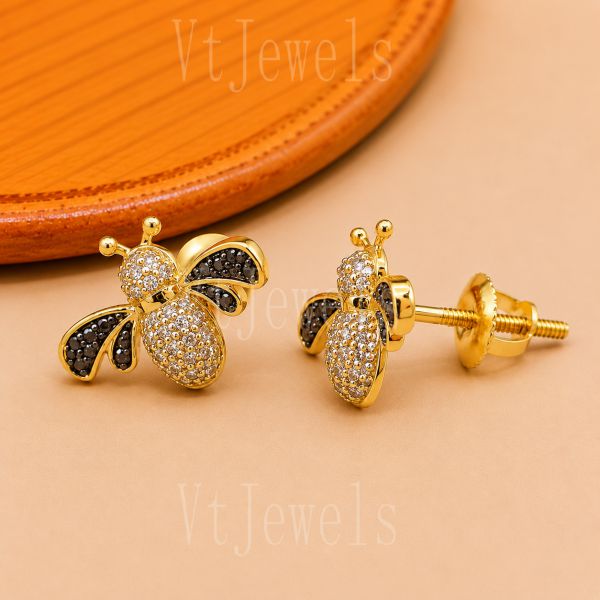925 Sterling Silver Bee Stud Earrings