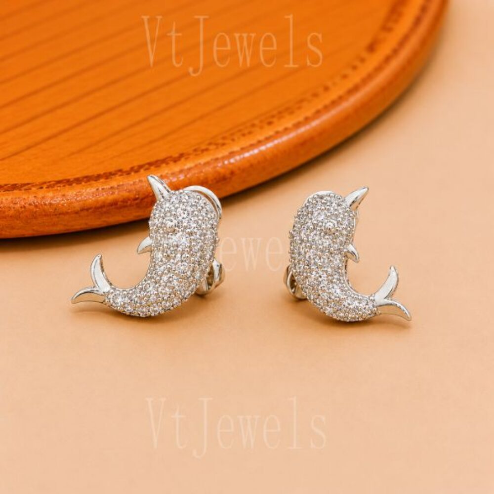 925 Sterling Silver Dolphin Stud Earrings
