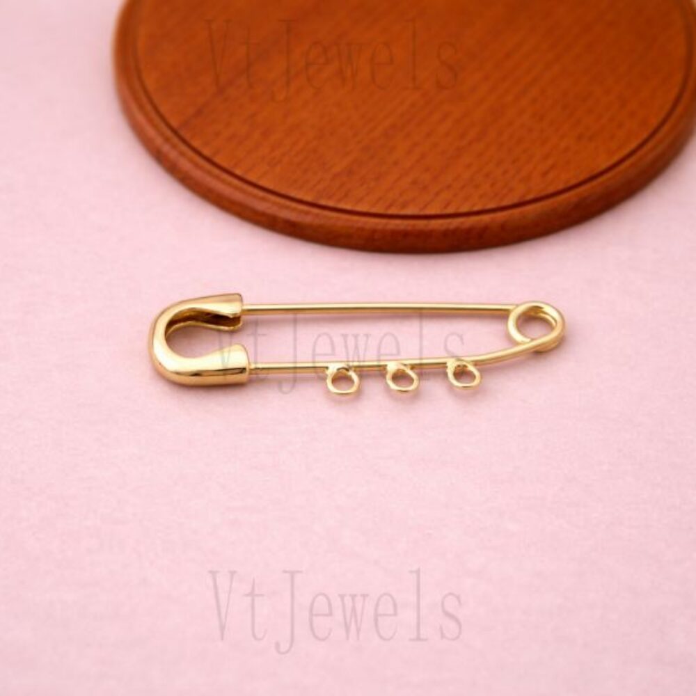 925 Sterling Silver Gold Plated 3-Loop Kilt Pin Finding
