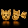 925 Sterling Silver Gold-Plated Yorkie Dog Stud Earrings
