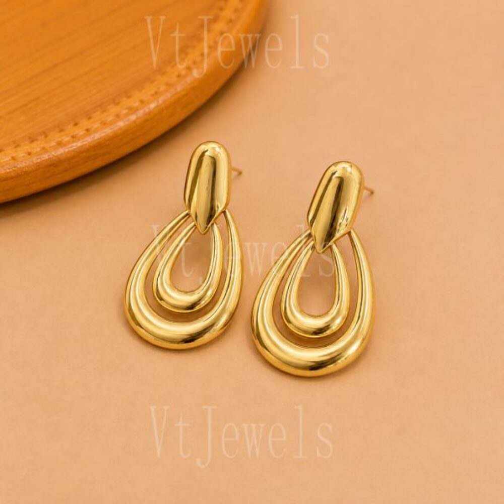 925 Sterling Silver Layered Teardrop Dangle Earrings