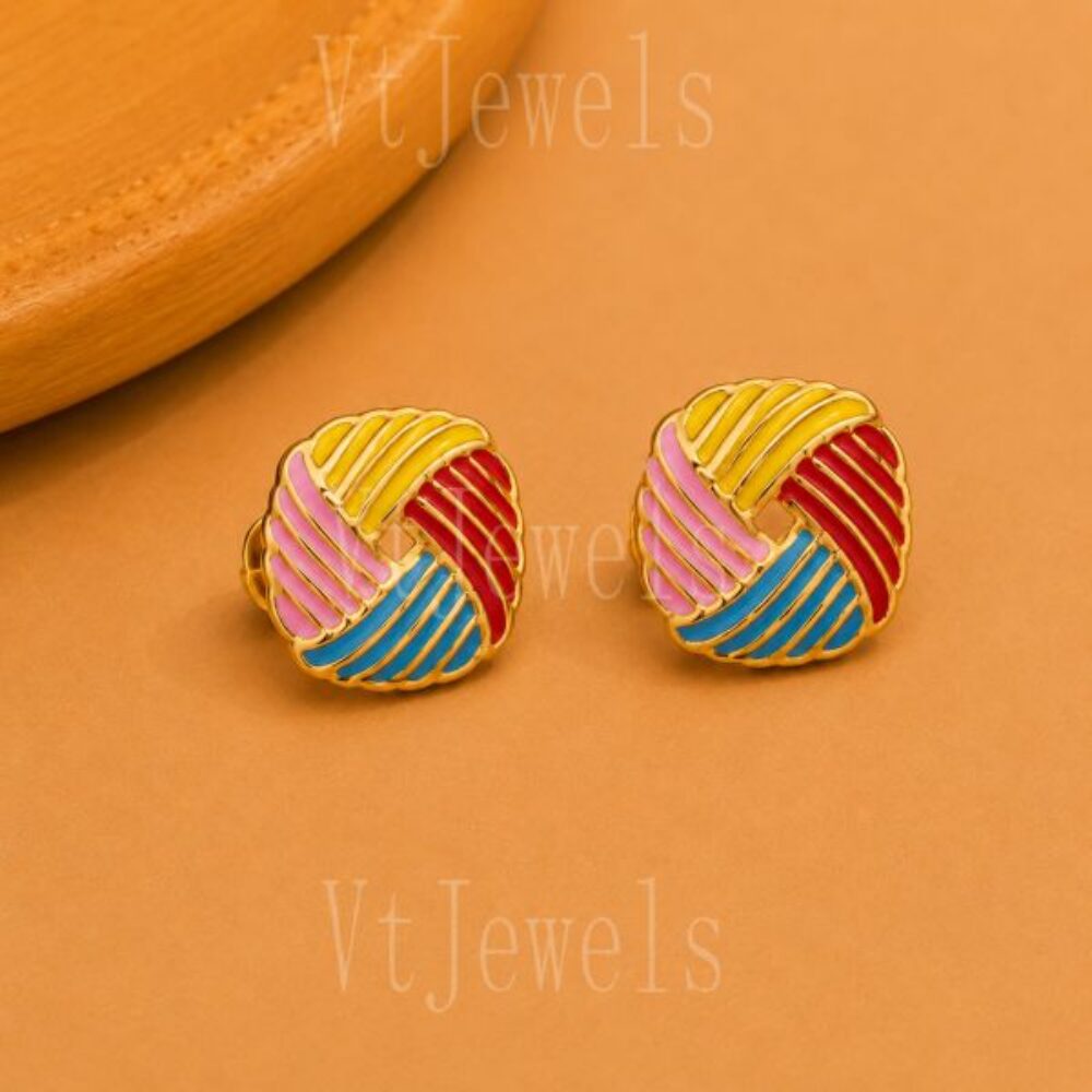 925 Sterling Silver Colorful Woven Stud Earrings
