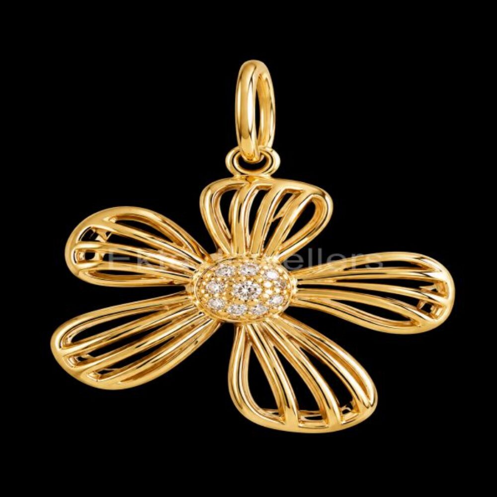 925 Sterling Silver Openwork Flower Pendant