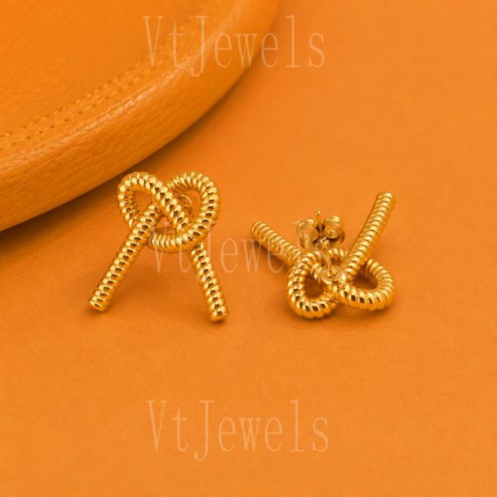 925 Sterling Silver Bow Knot Stud Earrings