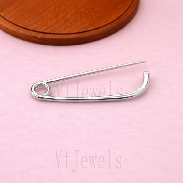 925 Sterling Silver Polished Safety Pin Finding - Image 3