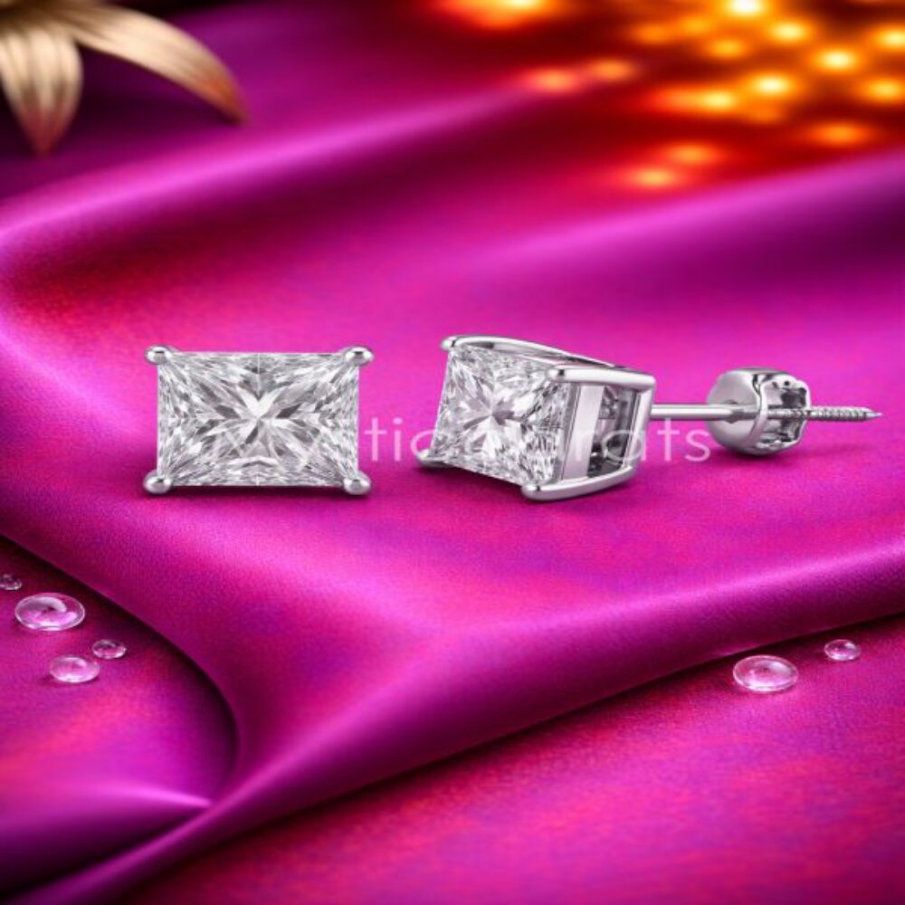 925 Sterling Silver Princess Stud Earrings