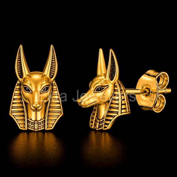 Anubis God 925 Sterling Silver Stud Earrings