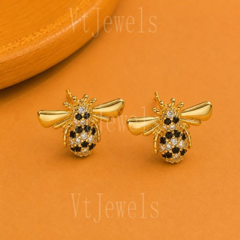 925 Sterling Silver Bee Stud Earrings