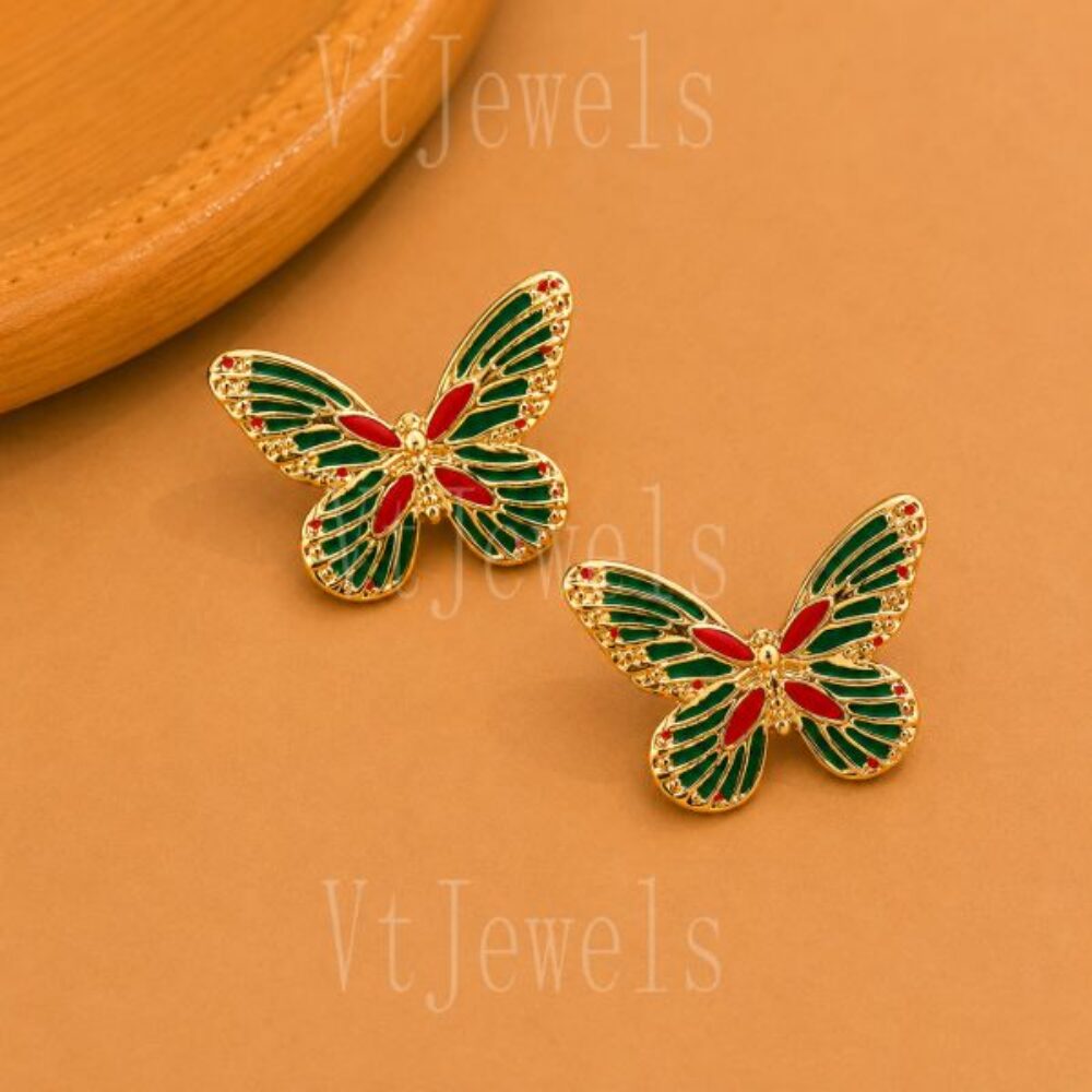 925 Sterling Silver Colorful Butterfly Stud Earrings