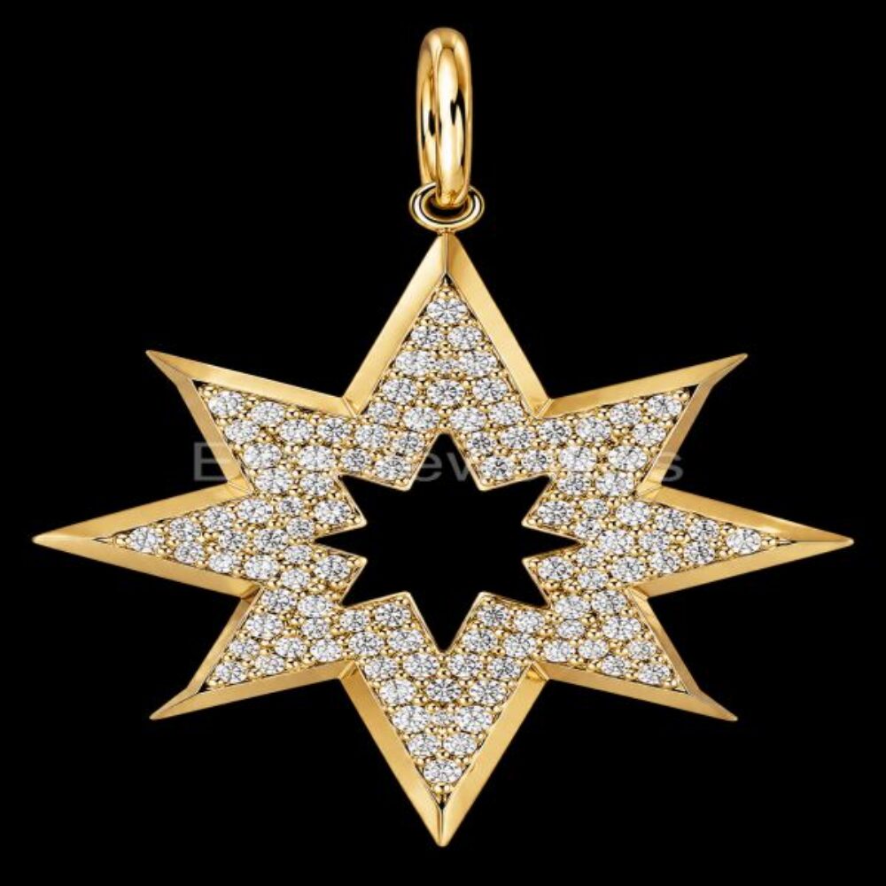 925 Sterling Silver Star Pendant, Gold Plated Celetial Charm