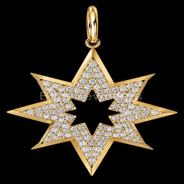 925 Sterling Silver Star Pendant, Gold Plated Celetial Charm