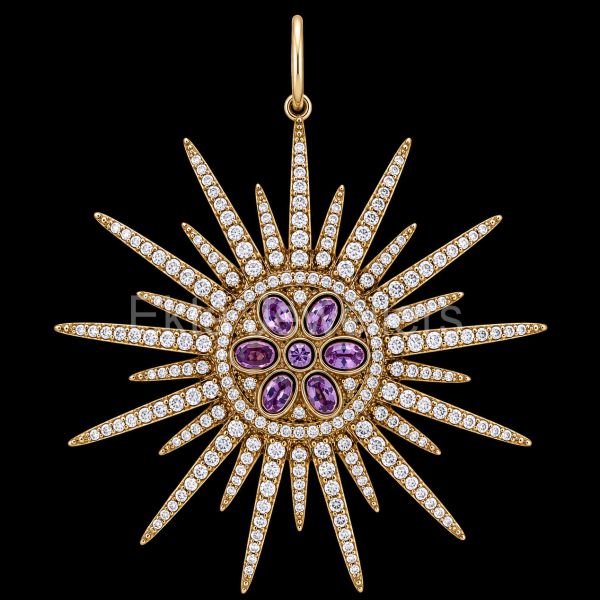 925 Sterling Silver Sunburst Pendant