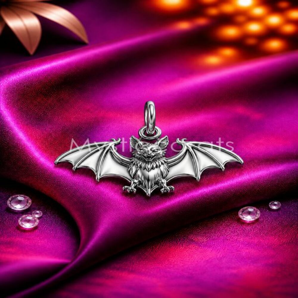 925 Sterling Silver Flying Bat Gothic Pendant