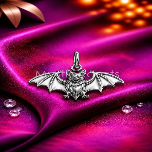925 Sterling Silver Flying Bat Gothic Pendant