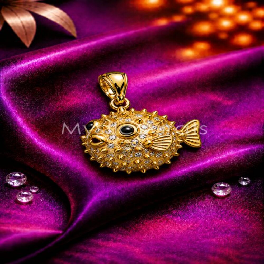 925 Sterling Silver Puffer Fish Pendant