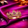 925 Sterling Silver Pink Gemstone Crown Ring