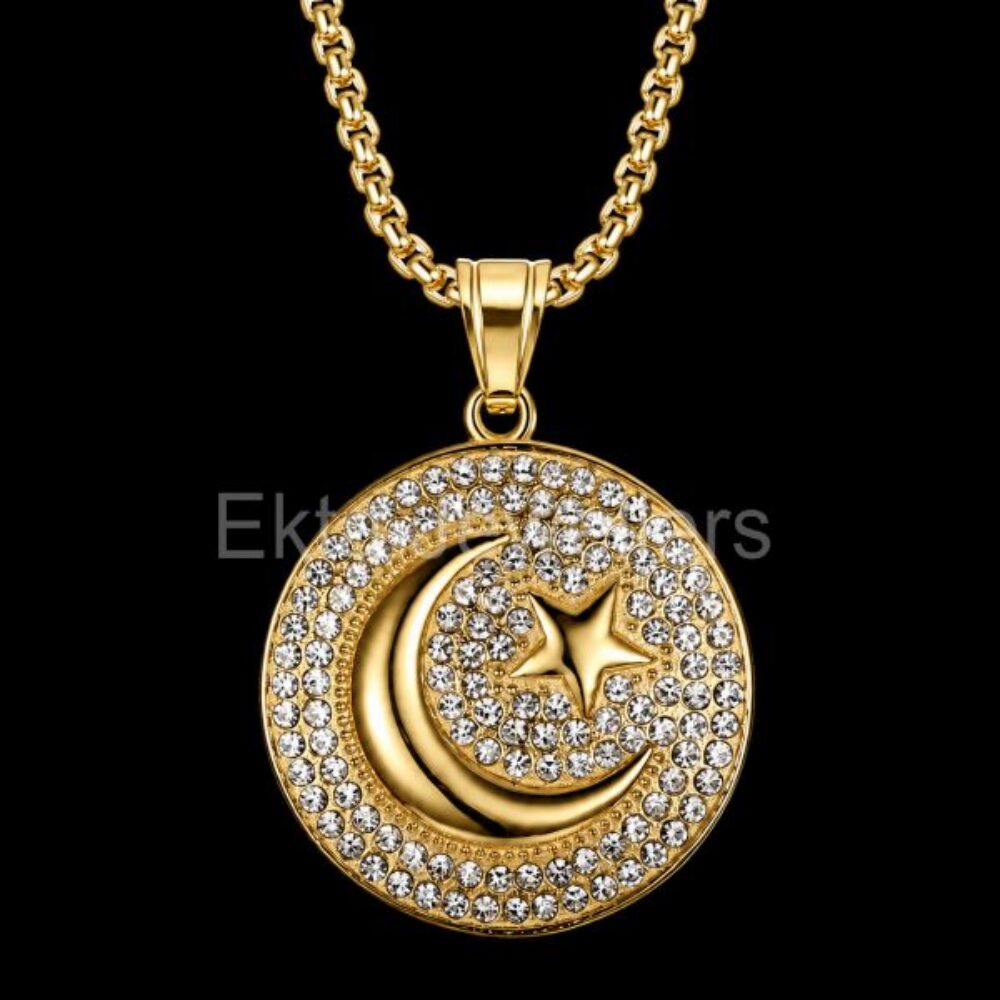925 sterling silver Crescent Moon Star Necklace