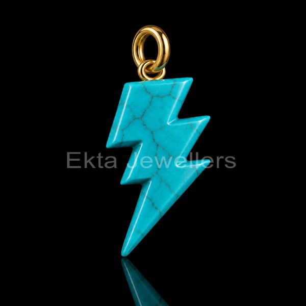 925 sterling silver Turquoise Lightning Bolt Pendant