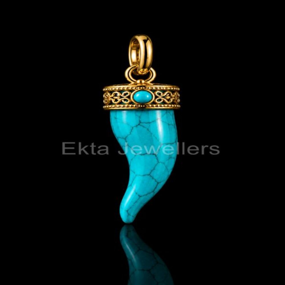 925 sterling silver Turquoise Horn Pendant